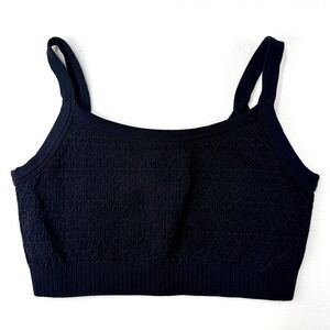 JoyLab Black Diamond Pointelle Seamless Crop Top Active Sports‎ Bralette